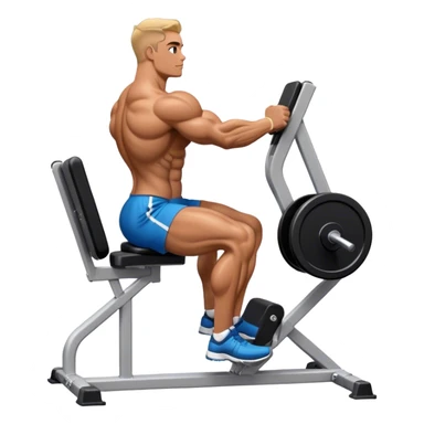 side-view bodybuilder seated weighted calf-raise machine sticker