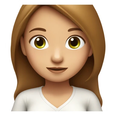 A girl with brown long hair, fair skin and green eyes is sitting in a lotus position in a white top and pink skirts sticker