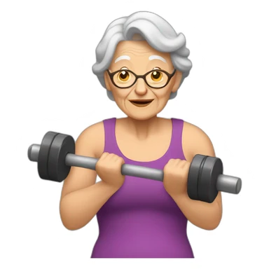 old woman lifting heavy weights with one arm sticker