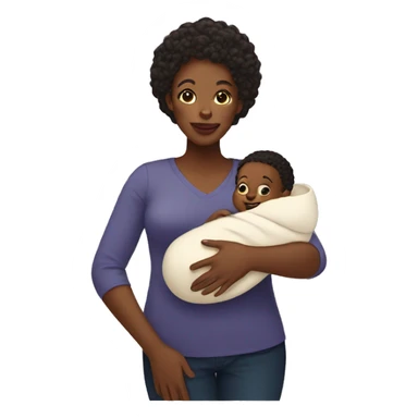 black mom holding baby sticker
