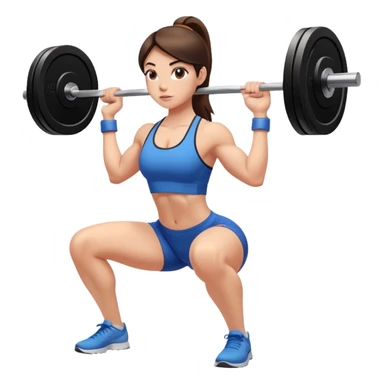 isolated brunette white girl doing barbell back squats  sticker