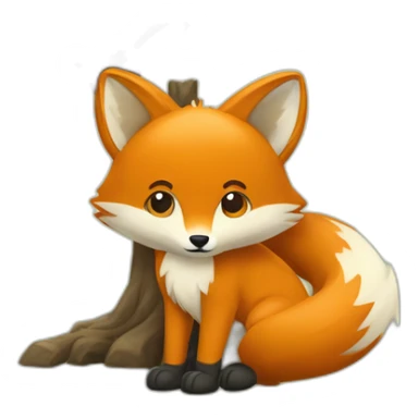 Un renard a côté d'un arbre sticker