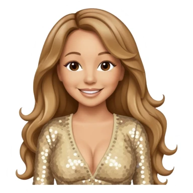Mariah Carey with long light brown hair, cream sequin outfit sticker