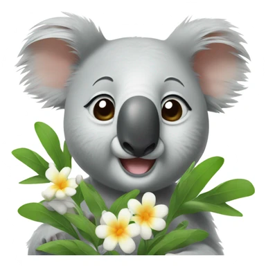 A koala that breathes a flower sticker