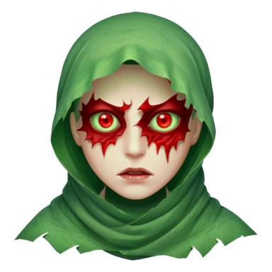 Cursed: Torn wrappings, glowing red eyes, green mist around.
 sticker