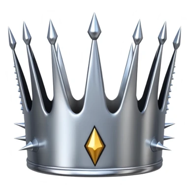 A spiked crown emoji made of silver chrome, sharp yet rounded metallic spikes, glossy reflections, aggressive luxury swag aesthetic, iOS emoji style, centered, clean white background sticker