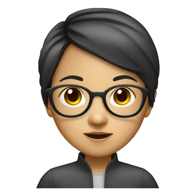 asian girl with glasses big head sticker