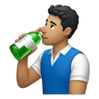 Latin guy Drinking and using lacoste sticker