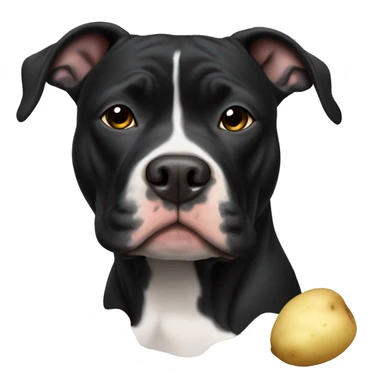 all black pitbull with white chest with potato sticker