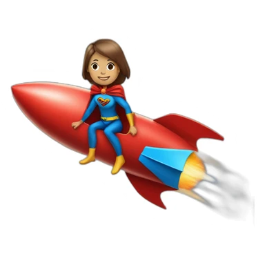 person dressed with a superhero cape riding on a rocket sticker