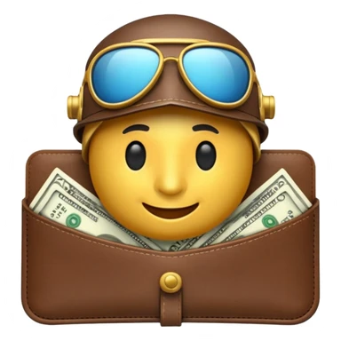 Aviator money emoji, wallet full of cash, casino vibe, premium 3D emoji style, clean, no background
 sticker