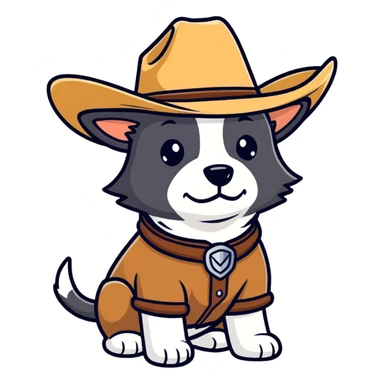 Dog wearing a cowboy hat sticker