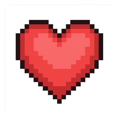 Create a pixel art heart in the largest size, representing the third frame of a beating animation, with no background. The style should clearly reflect pixel art characteristics. sticker