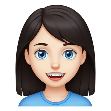 Girl with dark hair missing tooth and blue eyes  sticker