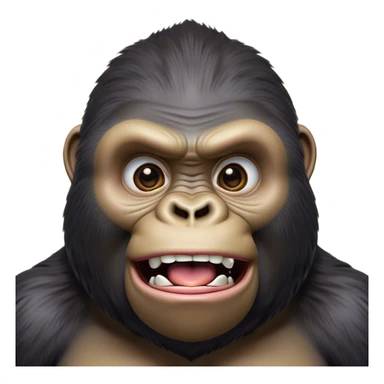 Cinematic Comical Gorilla Portrait Emoji, Head tilted dramatically with an exaggeratedly shocked expression, featuring a robust build with wide, comically expressive eyes full of humorous disbelief, Simplified yet hilariously expressive features, highly detailed, glowing with a slightly sassy jungle glow, high shine, dramatic yet playful, stylized with an air of quirky primate attitude, soft glowing outline, capturing the essence of a meme-worthy gorilla that appears ready to side-eye its way into viral fame! sticker