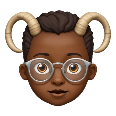 black child with goat horn and eyeglasses sticker