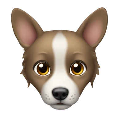 Una pequeña perra de pelaje marrón claro y orejas caídas. ojos grandes y expresivos curiosidad. Lleva un arnés gris y su lengua está fuera  sticker