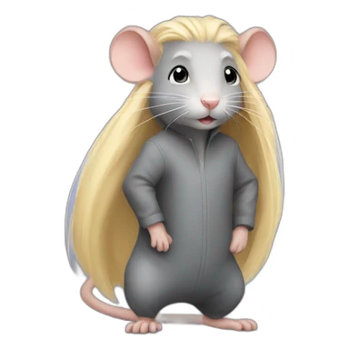 Rat standing with long blond hair sticker