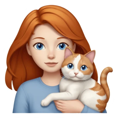 A ginger with blue eyes holding a very large dilute calico (grey, white, beige coloured) cat. sticker