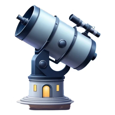 An icon featuring an observatory with a giant telescope, set against a starry sky. The design includes visible planets, distant stars, and galaxies, symbolizing the study of astronomy and celestial exploration. Transparent background highlights the wonder of the universe. sticker