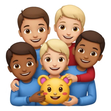 enfants qui partagent un jouet sticker