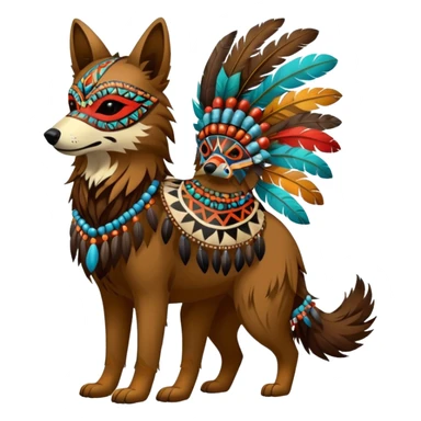 Shamanic Tribal Feathery Beaded All Dressed Up Colorful Patterned Marked Wild Feral Natural Realistic Canine (full body) sticker