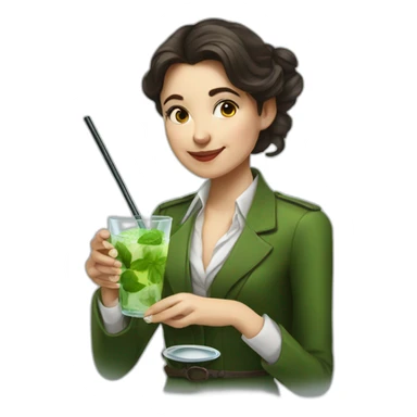 argentine girl sherlock holmes drinking mojito sticker