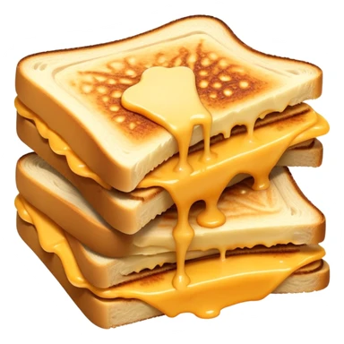 Half-eaten kaas tosti with cheese strings stretching sticker