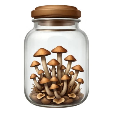 Tiny dried mushrooms in a jar sticker