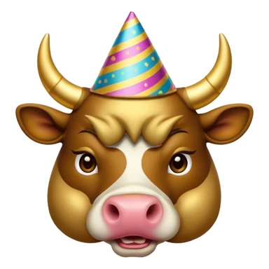New Year's dressed bull emoji sticker
