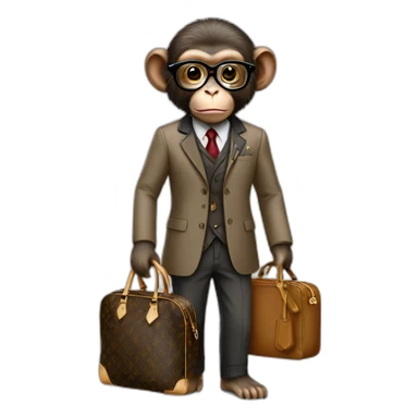 monkey professor with louis vuitton clothing sticker