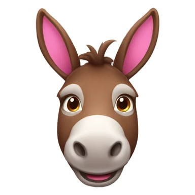 innocent smiling brown donkey face with pink ears sticker