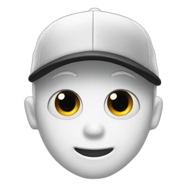 ghost emoji with a black baseball cap and short hair sticking out sticker