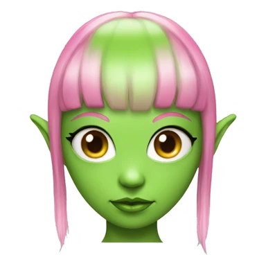 green alien girl with elf ears and pink hair sticker
