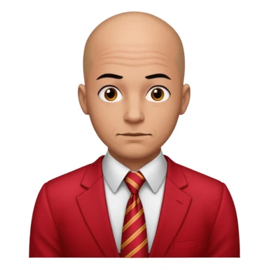 man Bald with red necktie, red dress, heavy tattoos. sticker