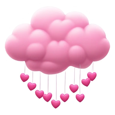Pink cloud with dangling pink hearts  sticker