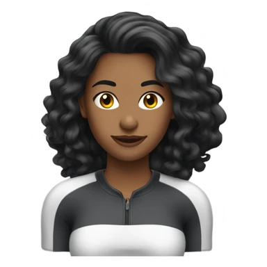 A really pretty woman long black blowdried hair wearing a gym outfit  sticker