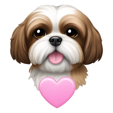 Shih tzu dog short brown ears with pink heart pendant sticker