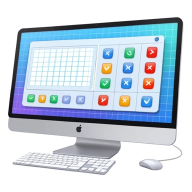 Create an emoji for UX/UI design. Show a computer screen displaying a user interface with buttons, sliders, and a design grid. Include elements like a cursor or design tool to symbolize the design process. Use modern, professional colors. Make the background transparent. sticker