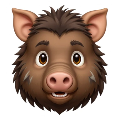 cute hairy boar, dark brown with stripes  sticker
