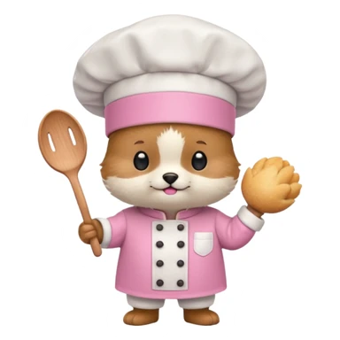 animal with pink chef costume sticker