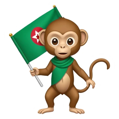 Monkey holding Algerian Flag sticker