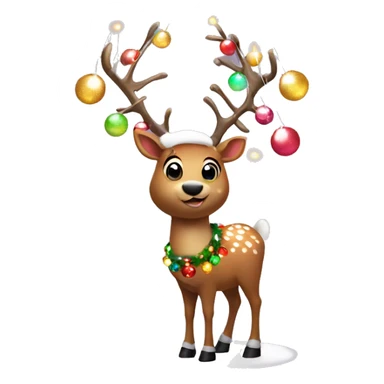 Christmas Reindeer with disco balls and fairy lights in the antlers sticker