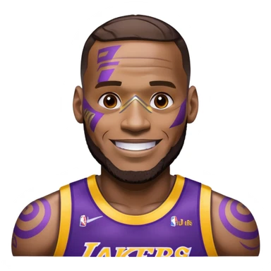 Lebron James as a half robot/cyborg AI but still keep lakers and friend;y sticker