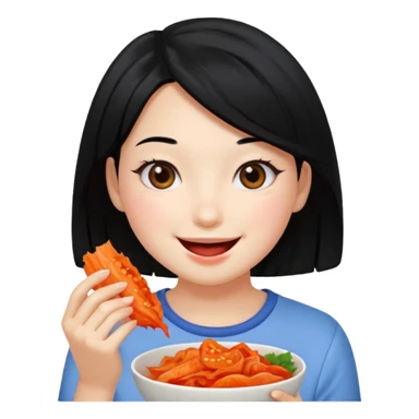 Girl black hair eat kimchi sticker