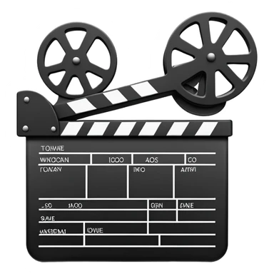 outline only movie clapper, black wireframe style, absolute minimal details, no fill sticker