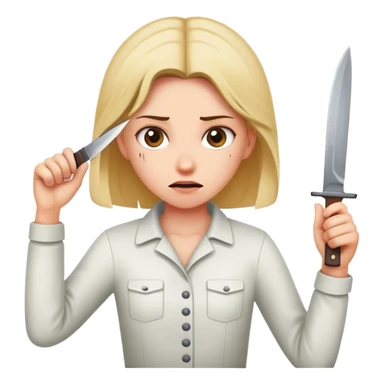 Girl holding a knife about to stab her head  sticker