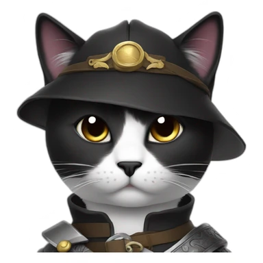 black and white cat in boots with a sword with a scar on his eye sticker