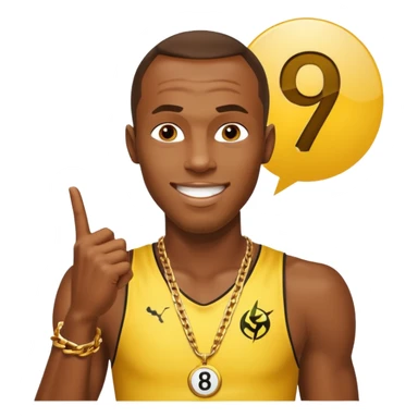 usain bolt avec un panneau affichant 9.58s derriere lui  sticker