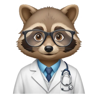 raccoon wearing lab coat and glasses, scientist raccoon sticker
